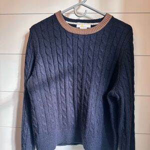 Boden Navy and Gold Cable Knit Sweater